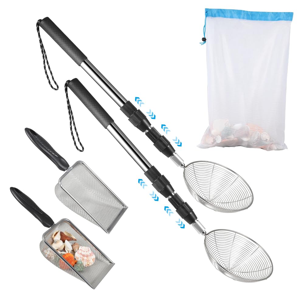 Pamiso Beach Sand Sifter extended pole assembly for easy beach digging.