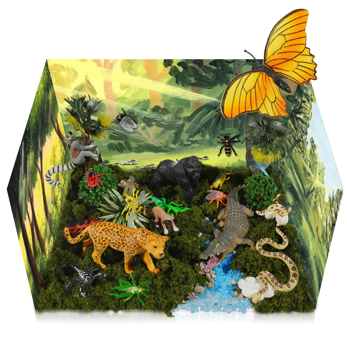 Pamonrueer rainforest animals figurines add detail to realistic jungle scenes.