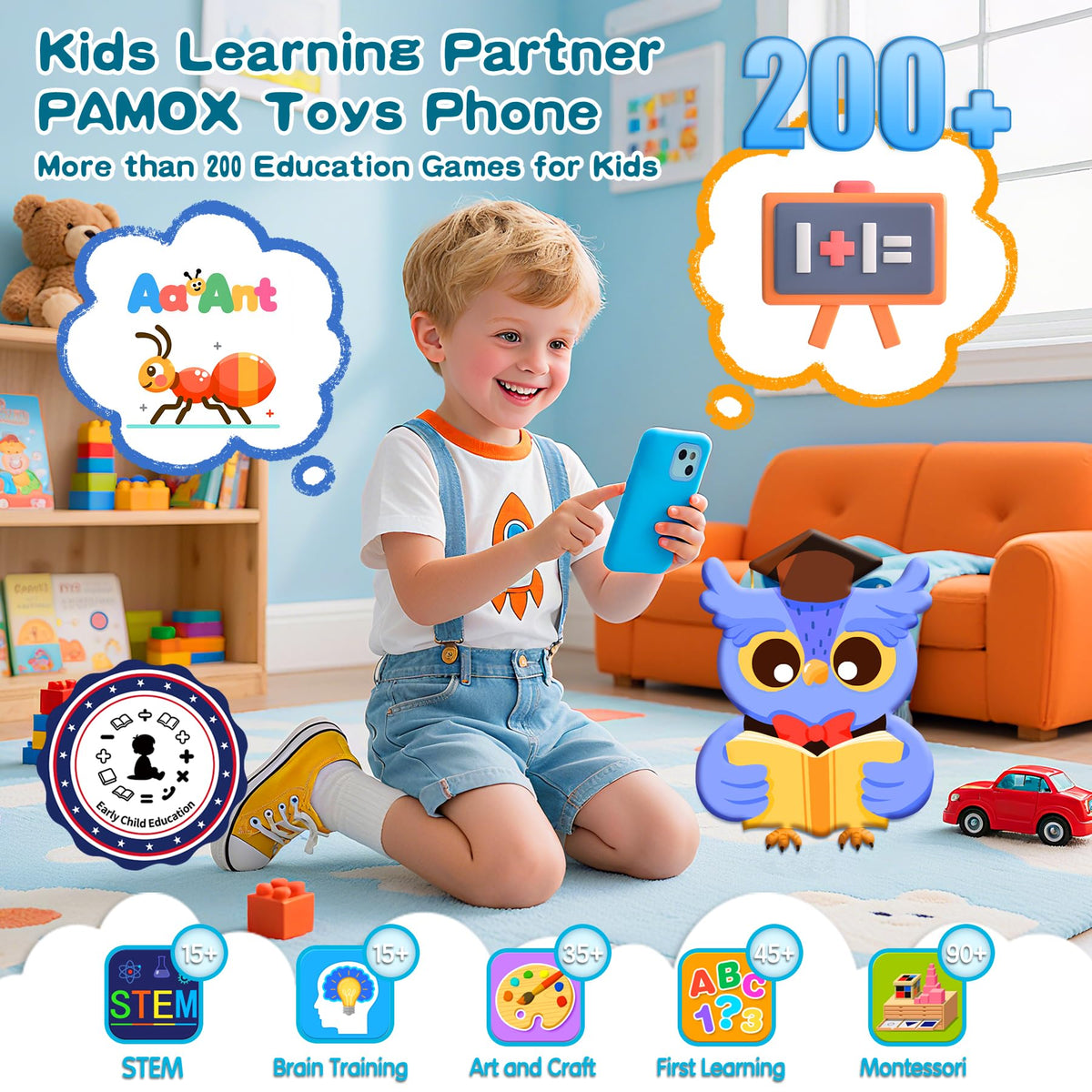 PAMOX 4-inch-screen toy phone with clear visuals for games