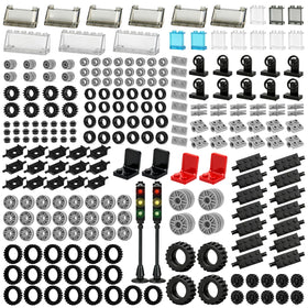 Pamvava 298pcs wheels and axles set for imaginative vehicle builds.