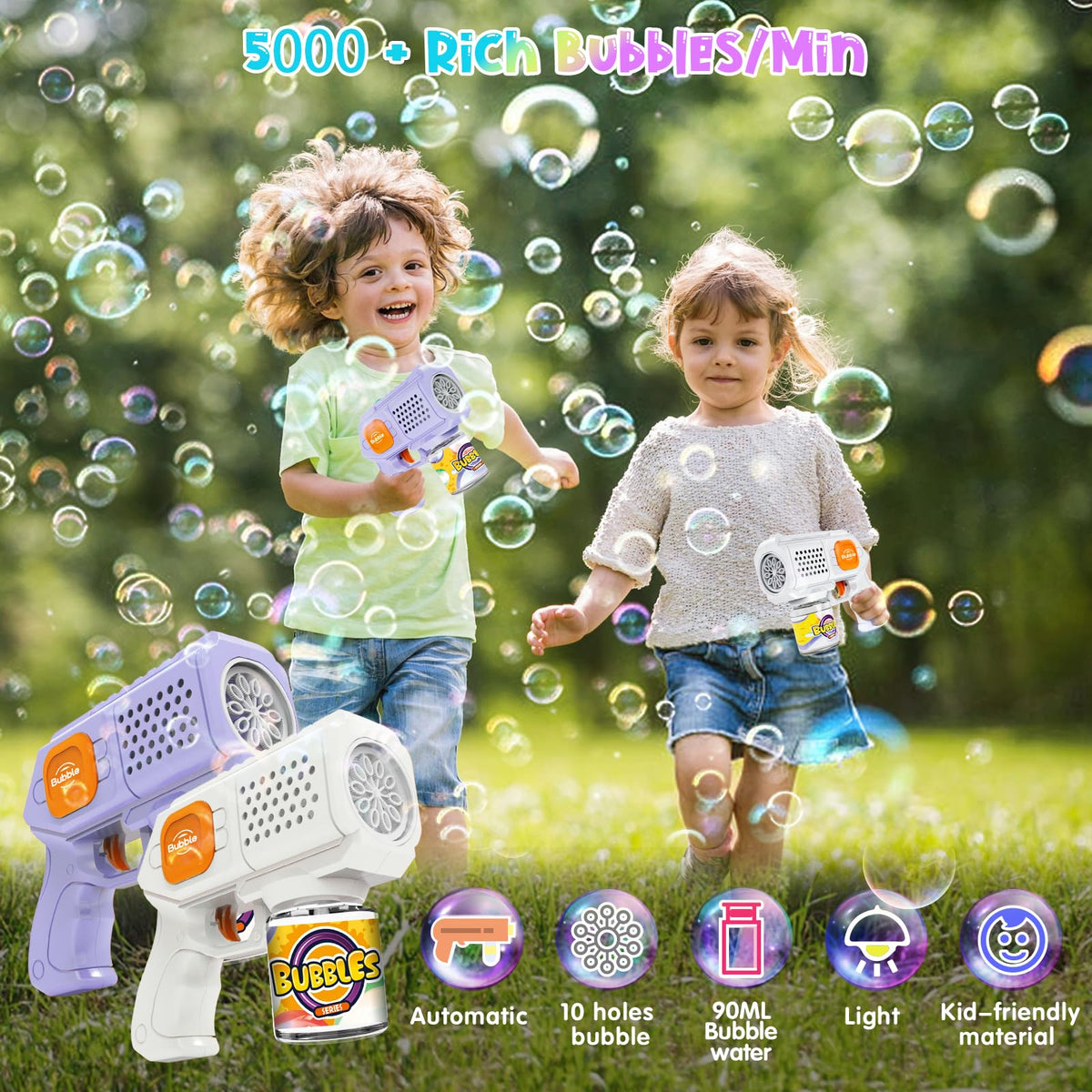 PANACARE bubble gun with LED lights adds nighttime magic to kids' playtime