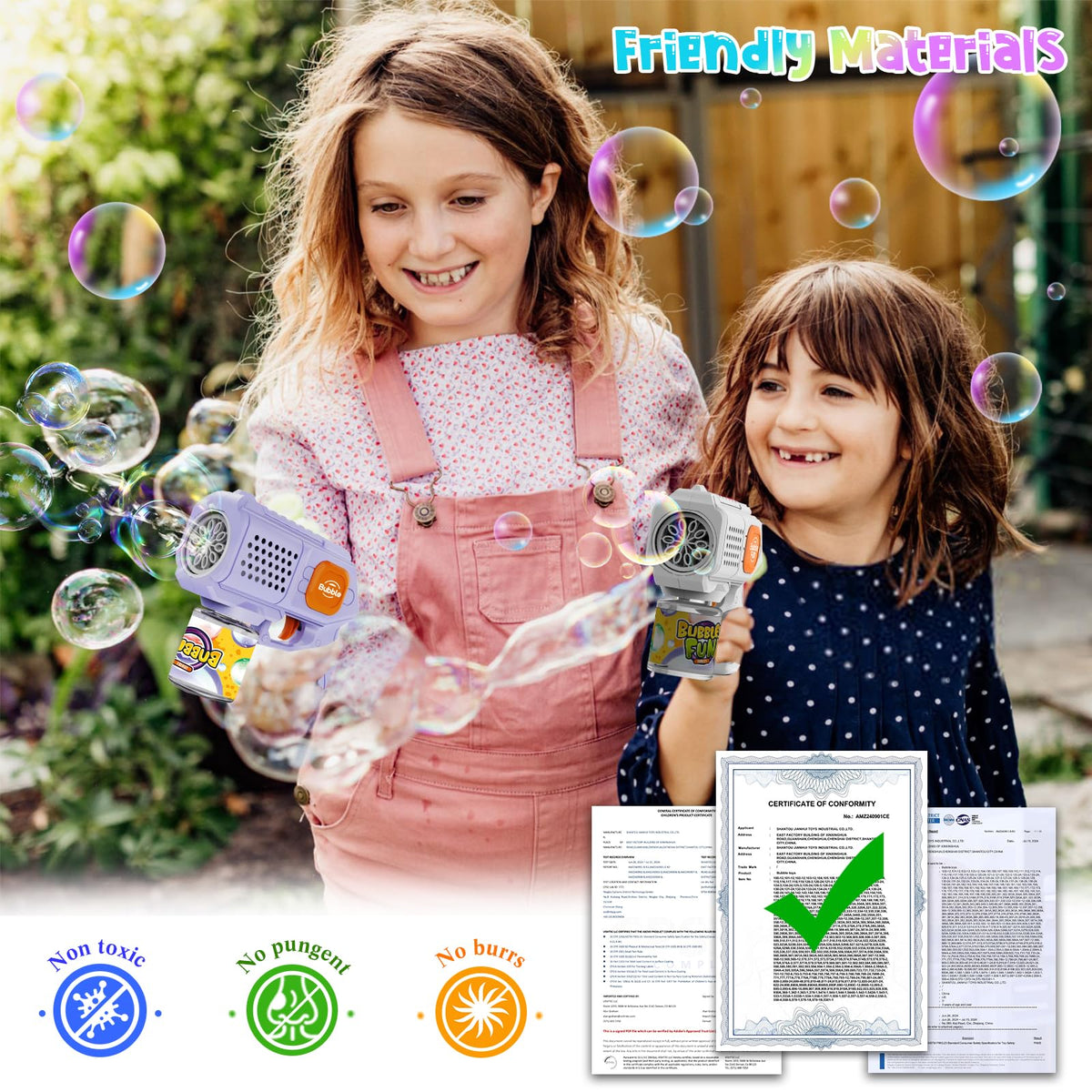 PANACARE bubble gun showcases night-time visuals as bubbles float through the air