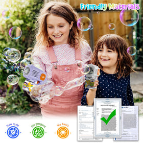 PANACARE bubble gun showcases night-time visuals as bubbles float through the air