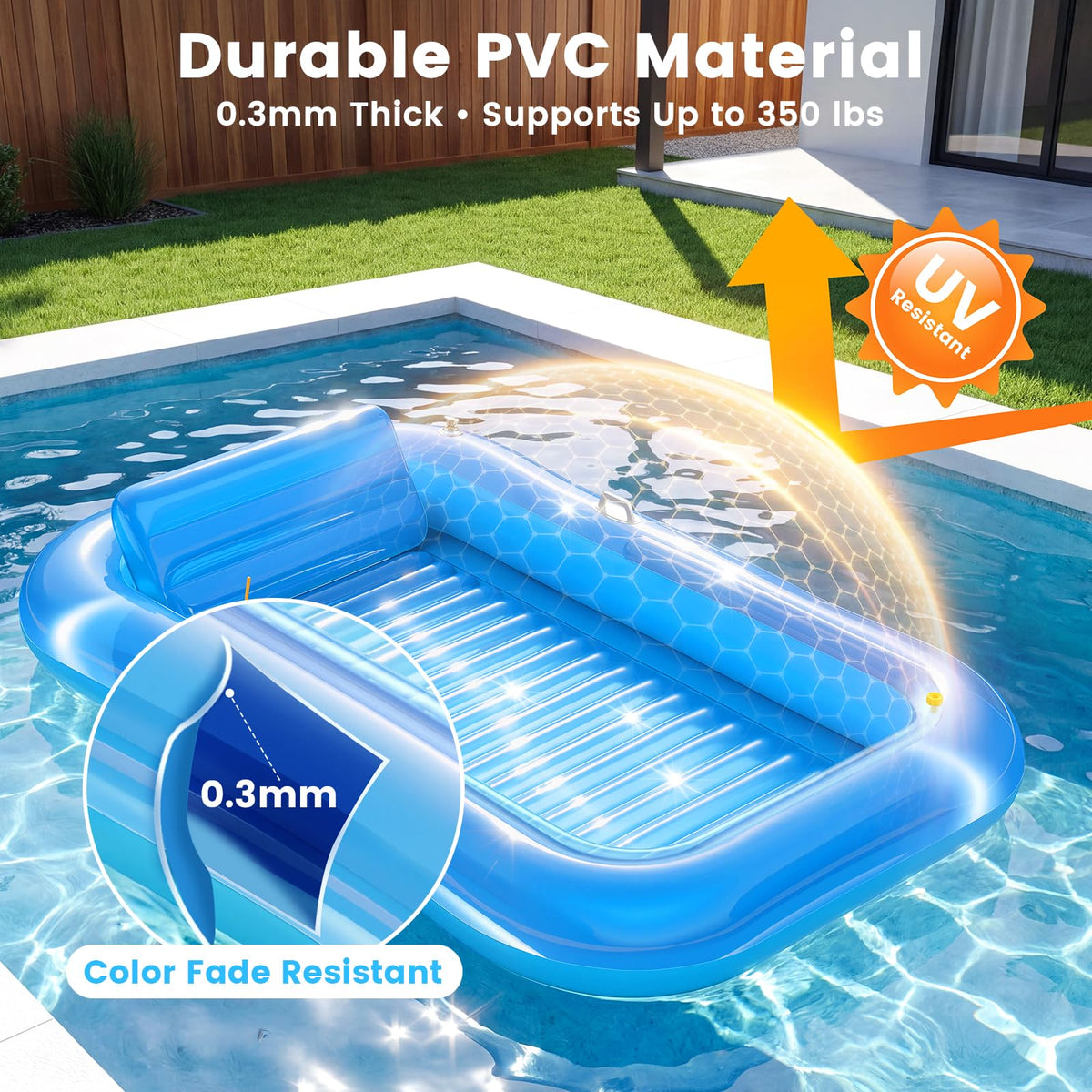 Armrests provide balanced support on PanAdventure pool lounger