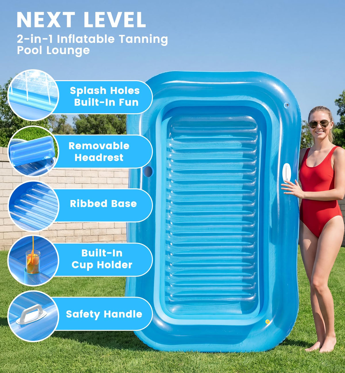 Ribbed cushion base adds comfort and stability on PanAdventure lounger