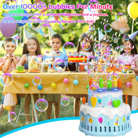 Panamalar Birthday Cake Bubble Machine in music mode with bubbles and lights