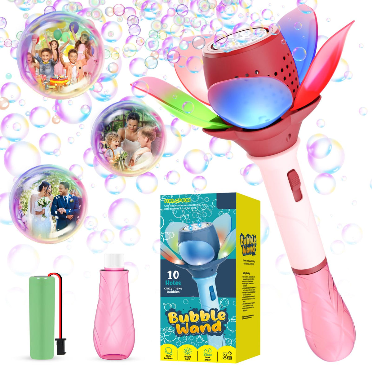PANAMALAR flower bubble wand creates colorful bubbles for kids' outdoor play.