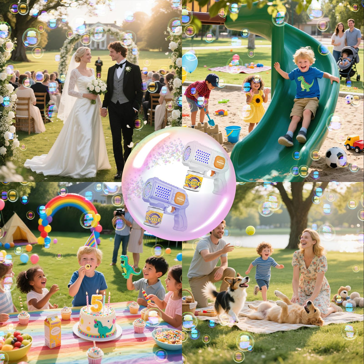 Panamalar outdoor party setup using bubbles to create a joyful atmosphere.