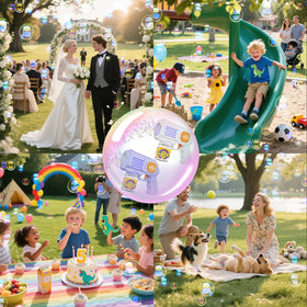 Panamalar outdoor party setup using bubbles to create a joyful atmosphere.
