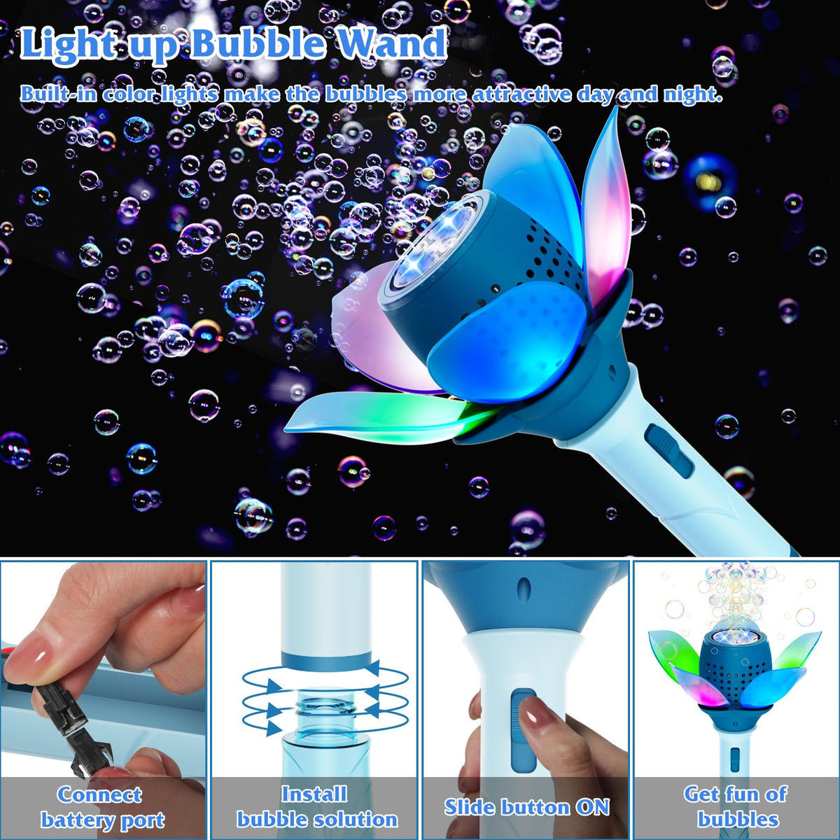 Rechargeable battery powers endless bubble fun with USB charging