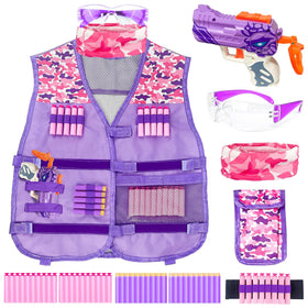 Pandahero kids tactical vest with purple blaster for action-packed Nerf battles