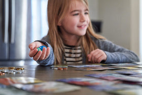 Pandasaurus Machi Koro travel tray demonstrates safe, organized play storage.