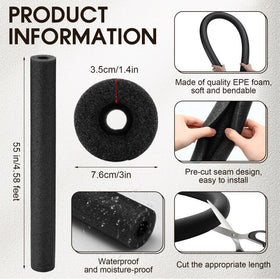 Pangda jumbo foam noodle 55 inch black cross-section for DIY projects