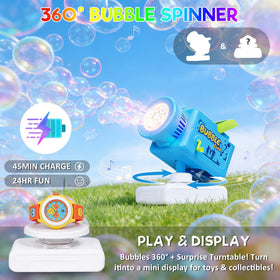 PANIED Bubble Machine emits colorful lights while bubbles rise