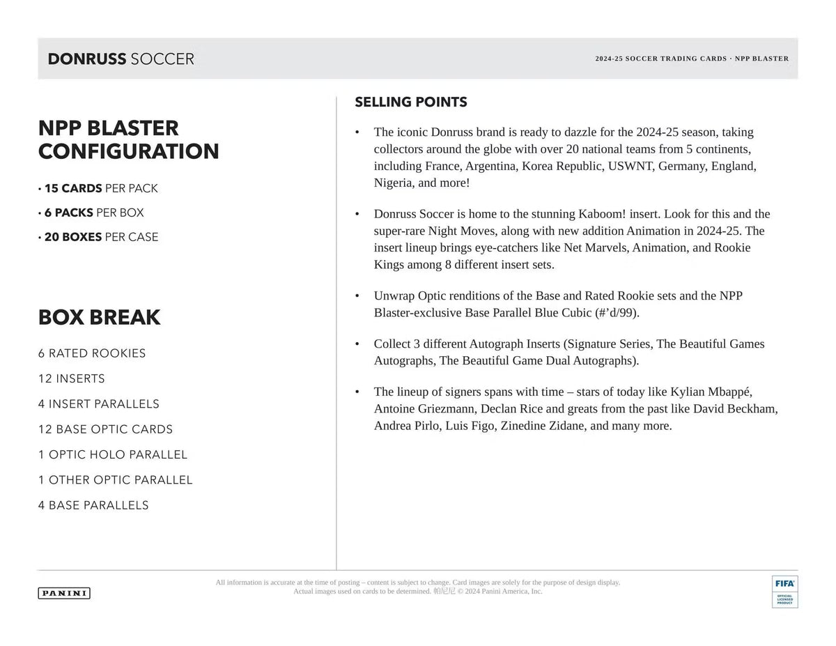 Panini Donruss Soccer 2024/25 six packs organized for collectors.