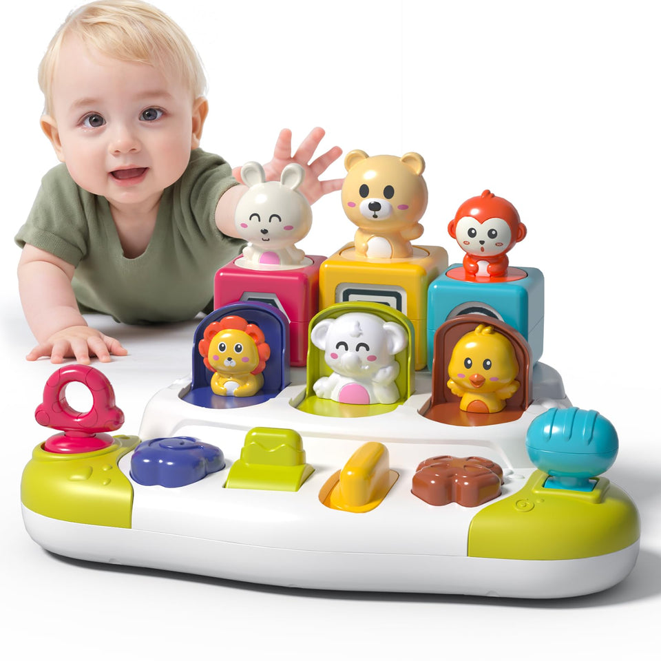 PANITU baby pop-up animal toy front view for sensory play.
