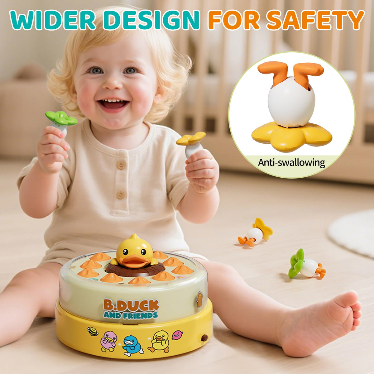 PANITU B.Duck duck figure adds a colorful centerpiece during play.