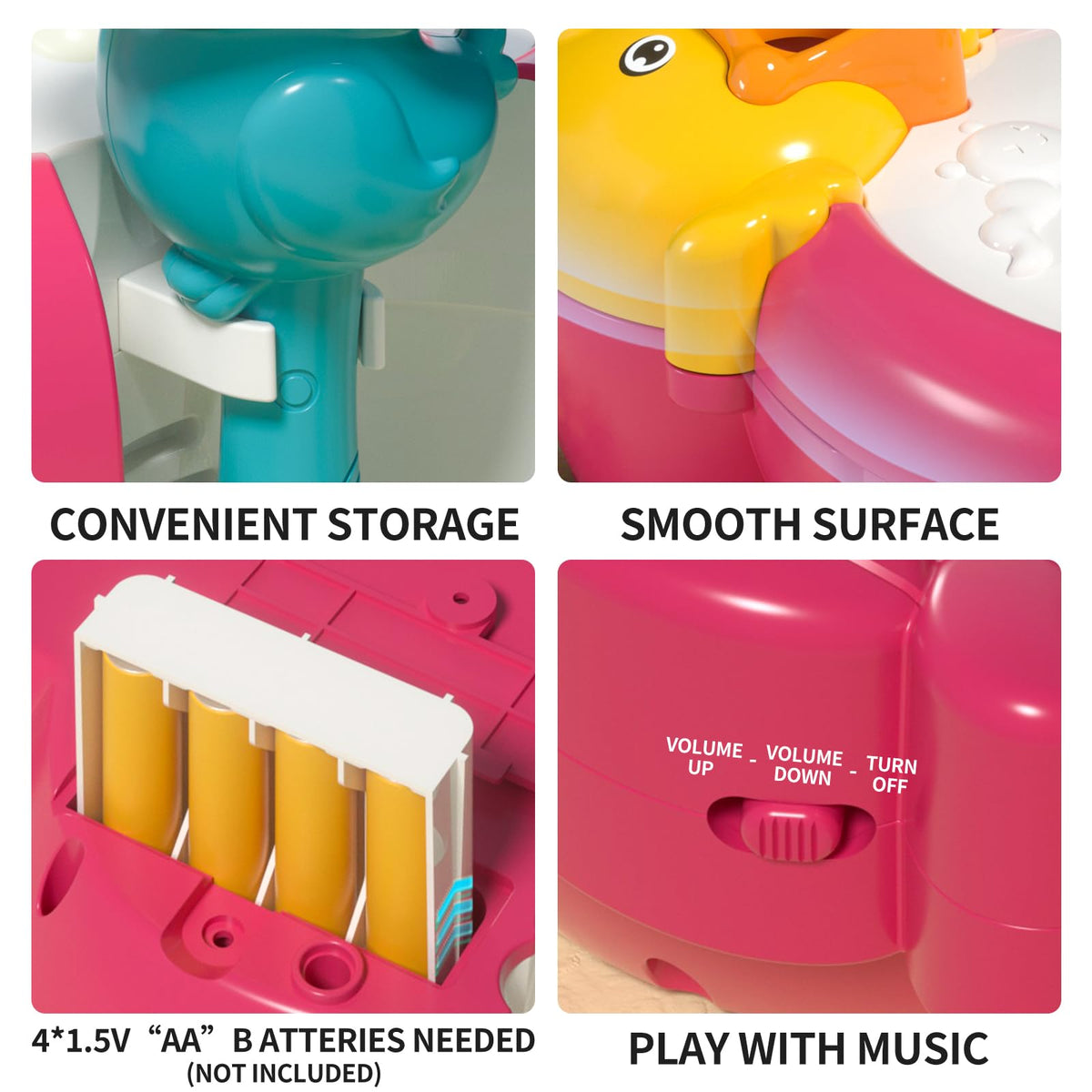 PANITU yellow bird-mouth storage box shown for post-play tidiness