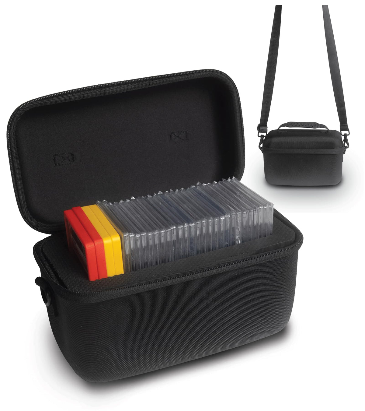 Panopply slab armor box with zipper and strap for secure graded card storage