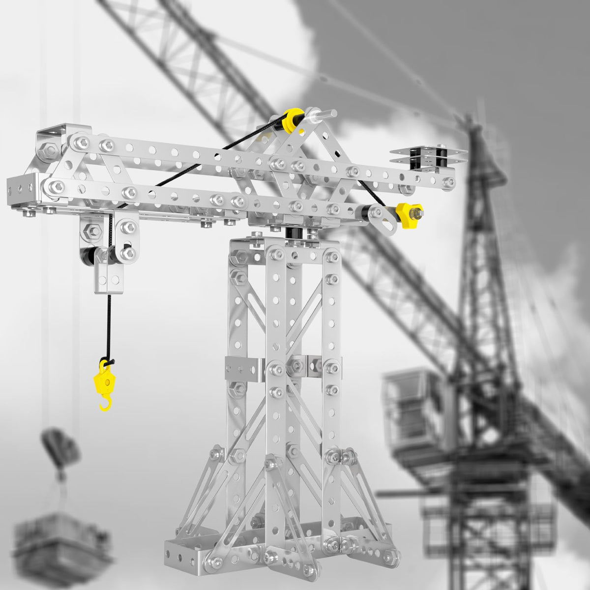 PANPAPA 273-piece metal model kit: tower crane for durable builds.