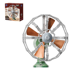 Pantasy retro building set front view highlights vintage desk fan design for display