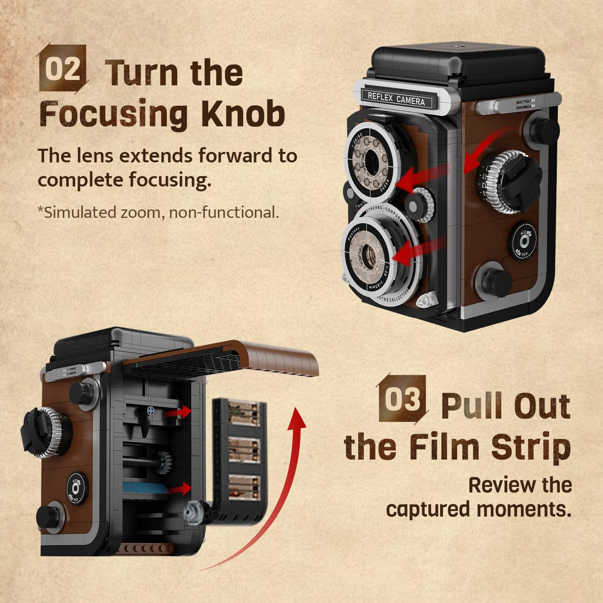 Pantasy back panel with removable film module for interactive storytelling.