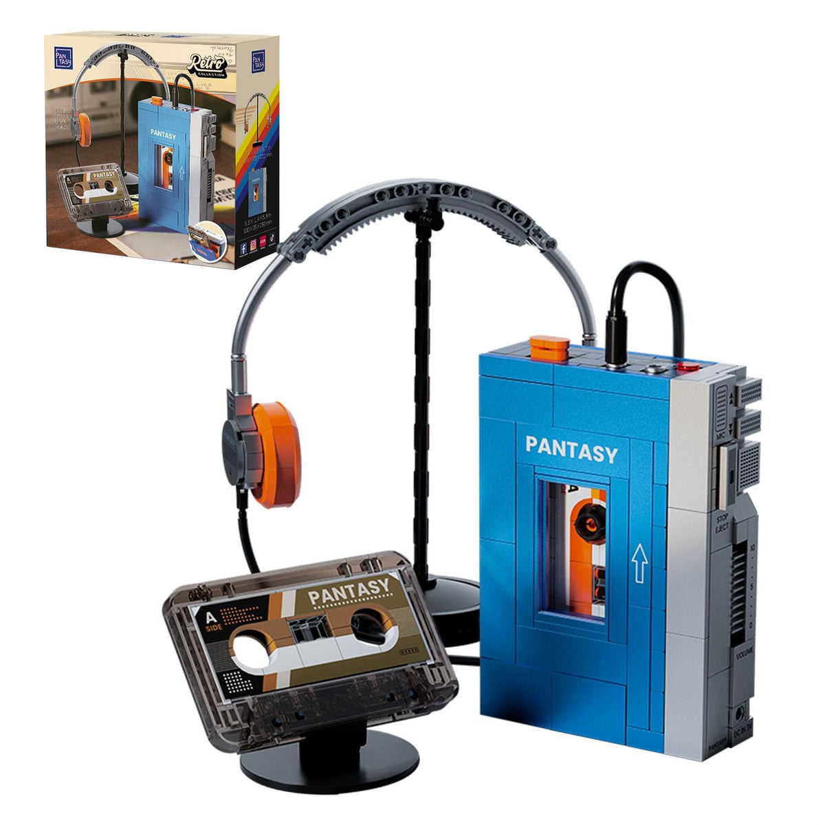 PANTASY retro cassette player building set displays authentic design for stylish desk décor.