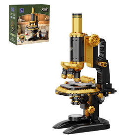 Pantasy retro microscope in brass finish on display, ideal for antique science decor.