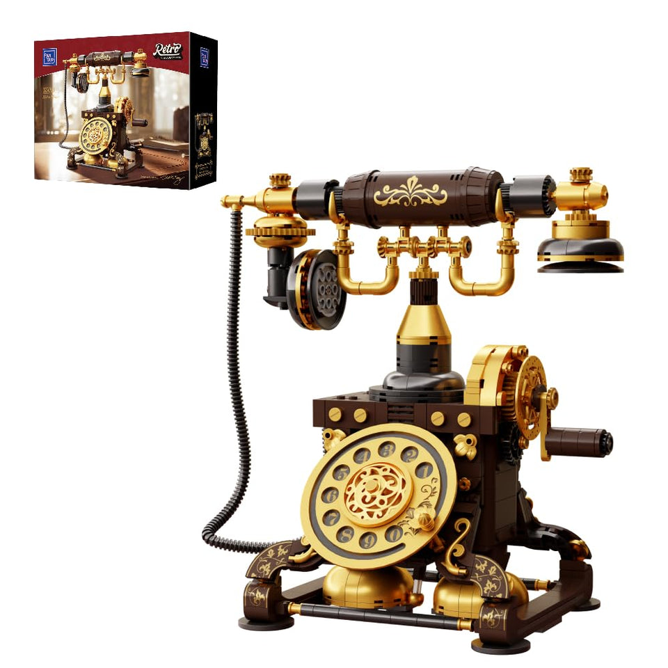 PANTASY Retro Phone Building Blocks Set, a stylish desk centerpiece for collectors.