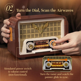 Pantasy retro radio building set phone amplifier mode showcases practical sound enhancement