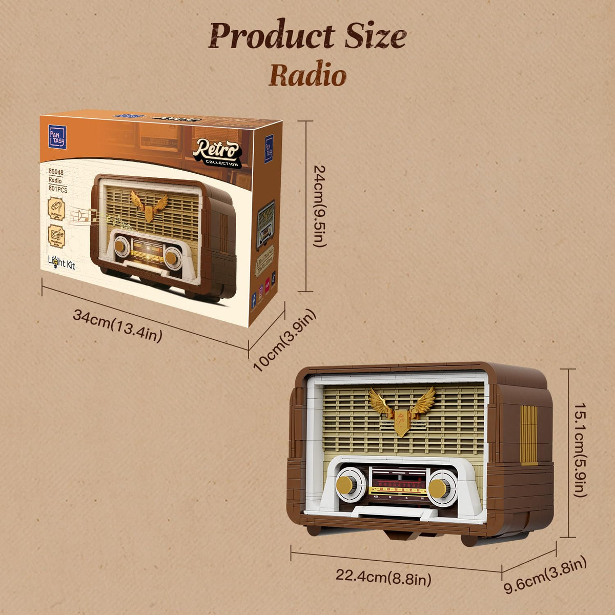 Pantasy retro radio building set stability bricks ensure sturdy assembly