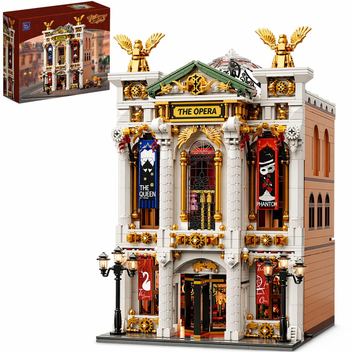 PANTASY Vintage European Grand Theater Building Set front view enhances display elegance and storytelling potential.