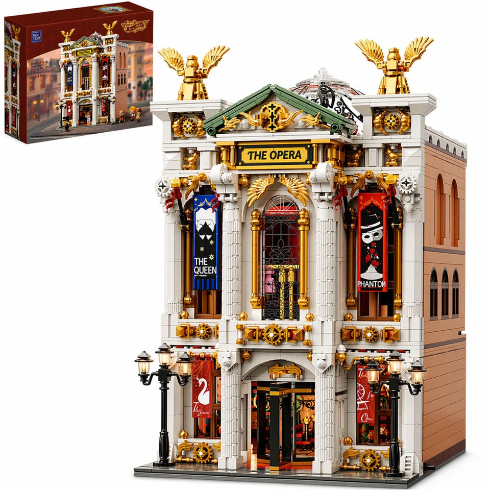 PANTASY Vintage European Grand Theater Building Set front view enhances display elegance and storytelling potential.