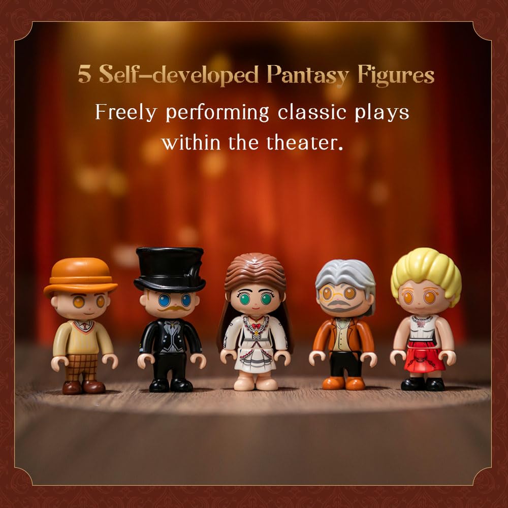 PANTASY stage with proscenium and velvet curtain anchors dramatic miniatures.