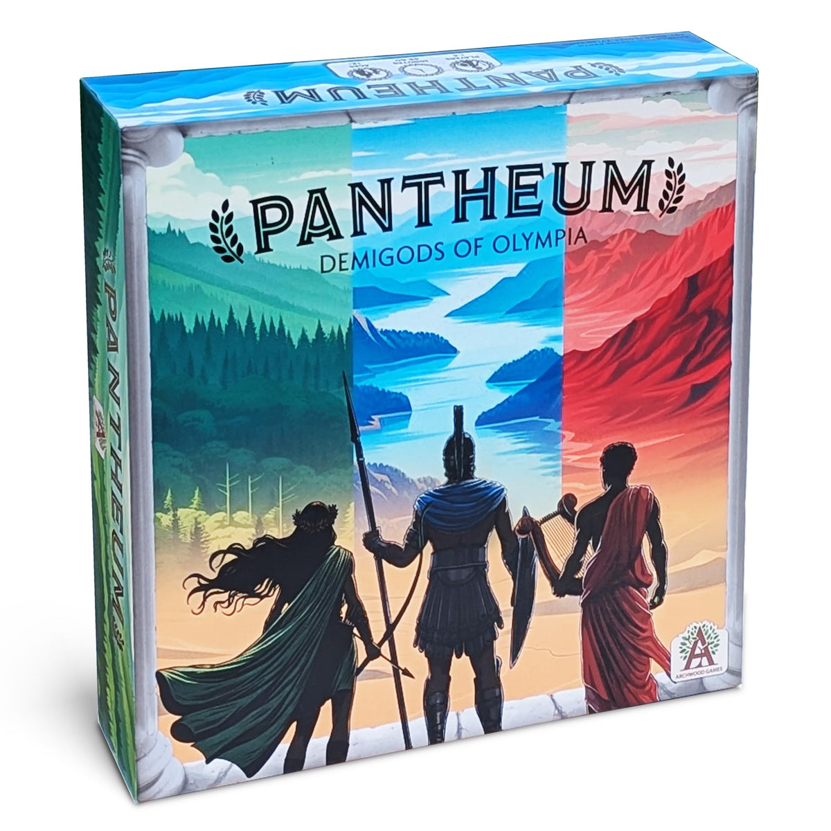 Pantheum Demigods of Olympia box art inviting family game night with mythic vibes