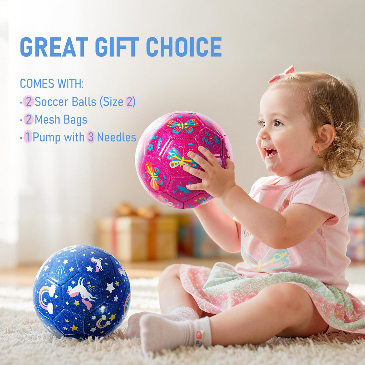Paokoo two-pack gift-ready soccer balls for birthdays and holidays.