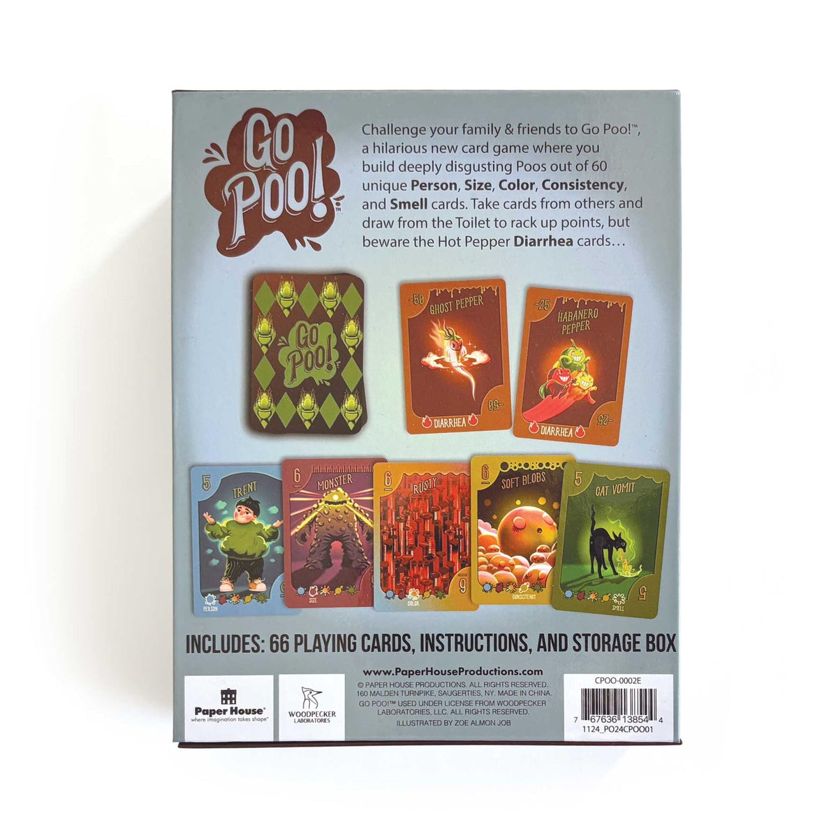 Paper House Go Poo Game storage box keeping travel game organized