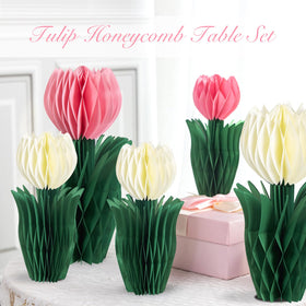 PAPER JAZZ tulip decor features quick unfolding and clip-in assembly.