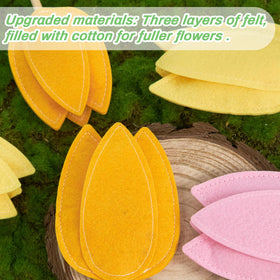 Paper Jazz 3D felt tulip close-up with vibrant pink, yellow, orange petals