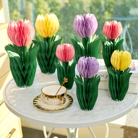 PAPER JAZZ tulip honeycomb centerpiece large soft pink for elegant spring tables