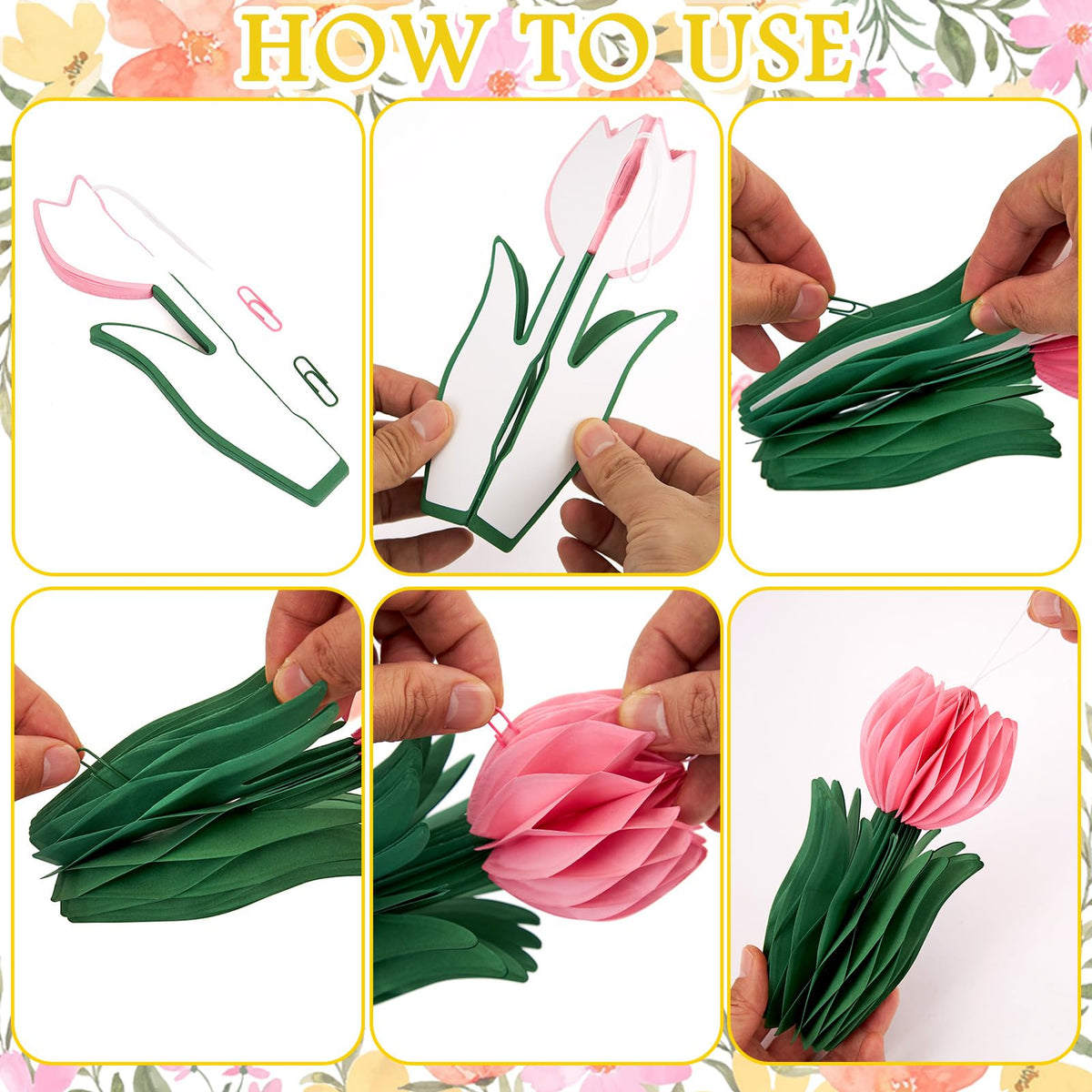 PAPER JAZZ tulip honeycomb centerpiece medium soft pink for everyday charm