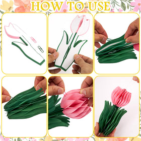 PAPER JAZZ tulip honeycomb centerpiece medium soft pink for everyday charm