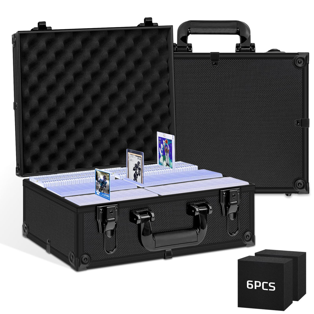 PAPNIX Toploader storage box showing capacity for 600+ toploaders keeps cards organized