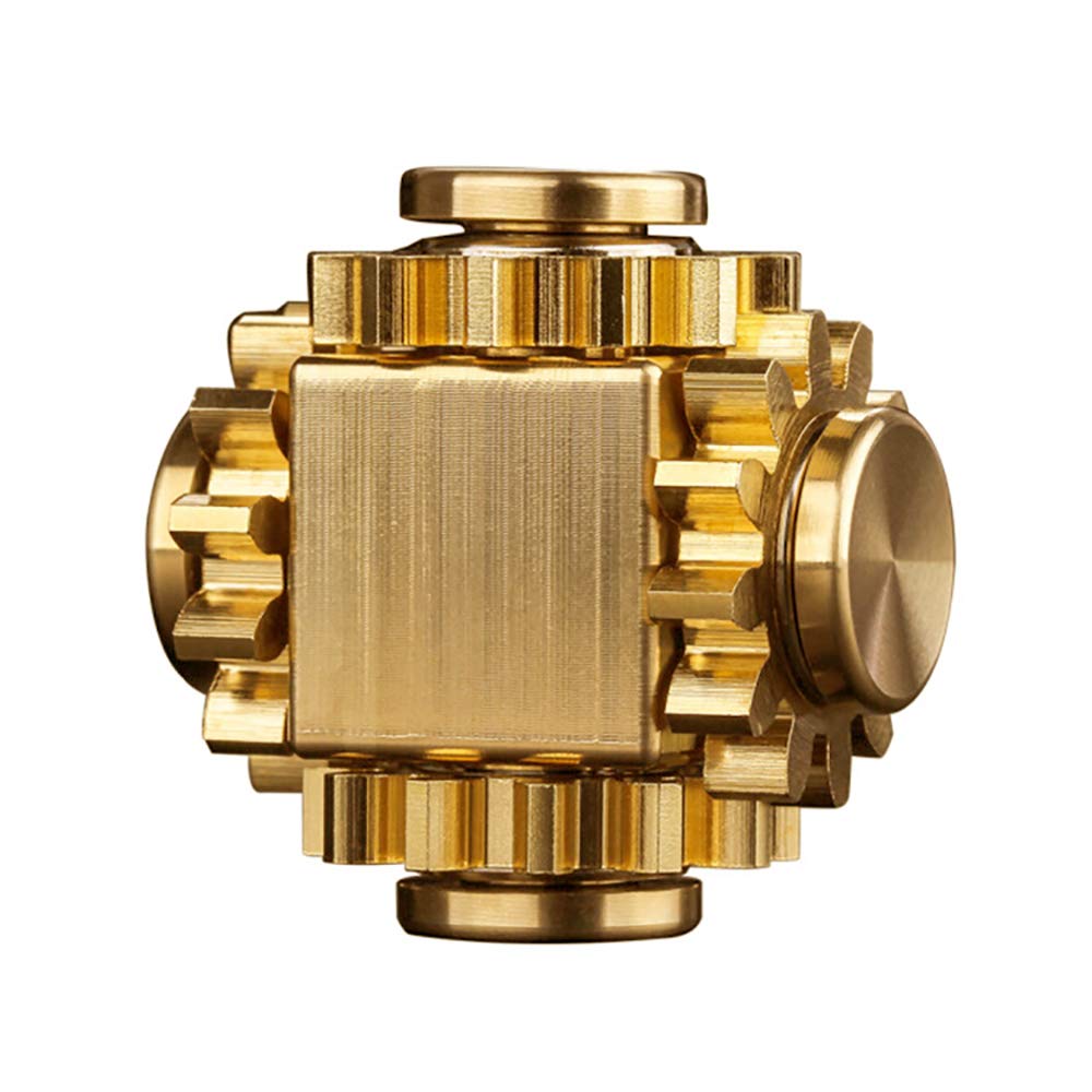 PAPUKA Pure Brass Cube Gears Linkage front view for focused work sessions.