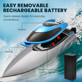Parabound RC Boat LED lights on for night-time water fun.