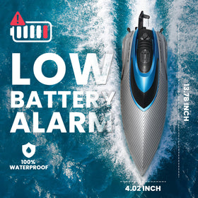 Parabound RC Boat speed racing on water under bright daylight.
