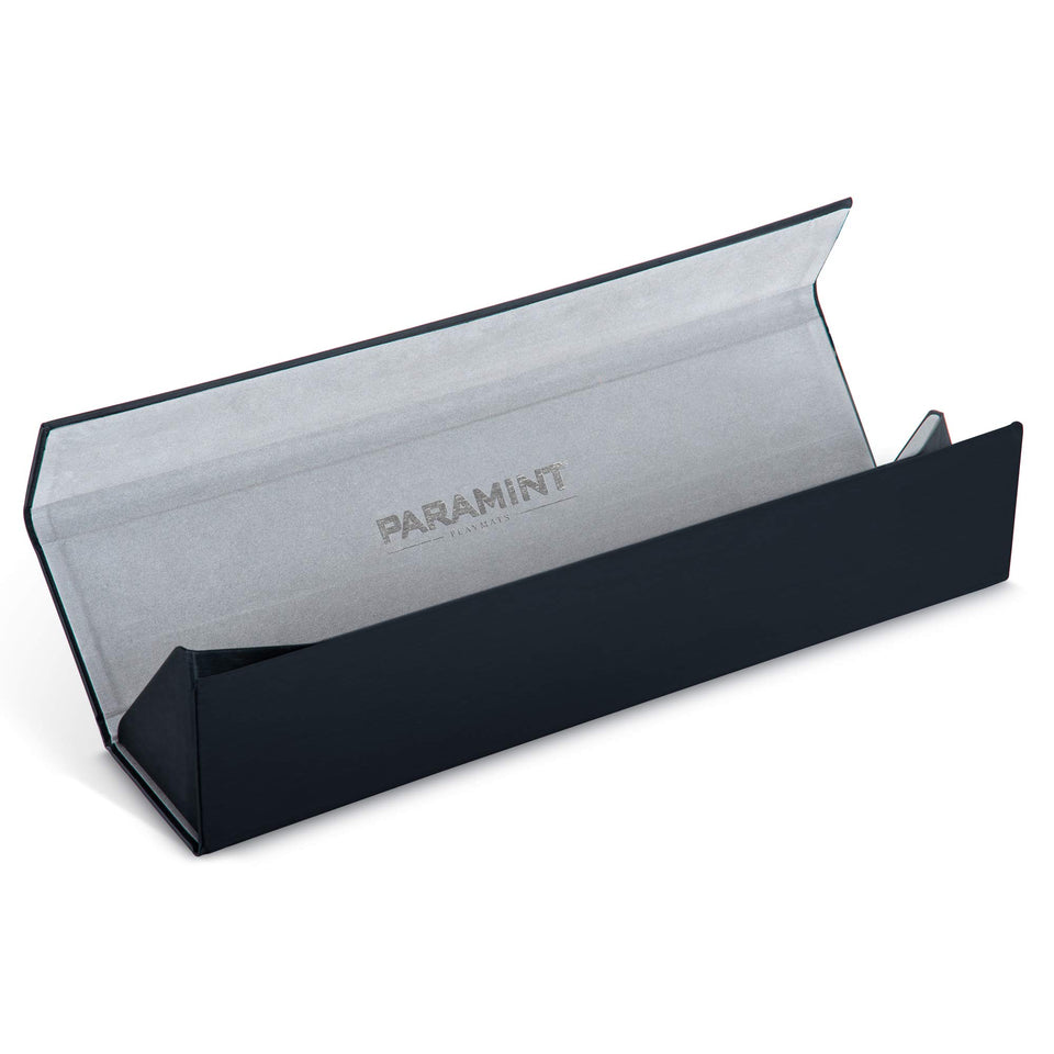 Paramint MatShield magnetic snap close-up seals MTG mat securely.