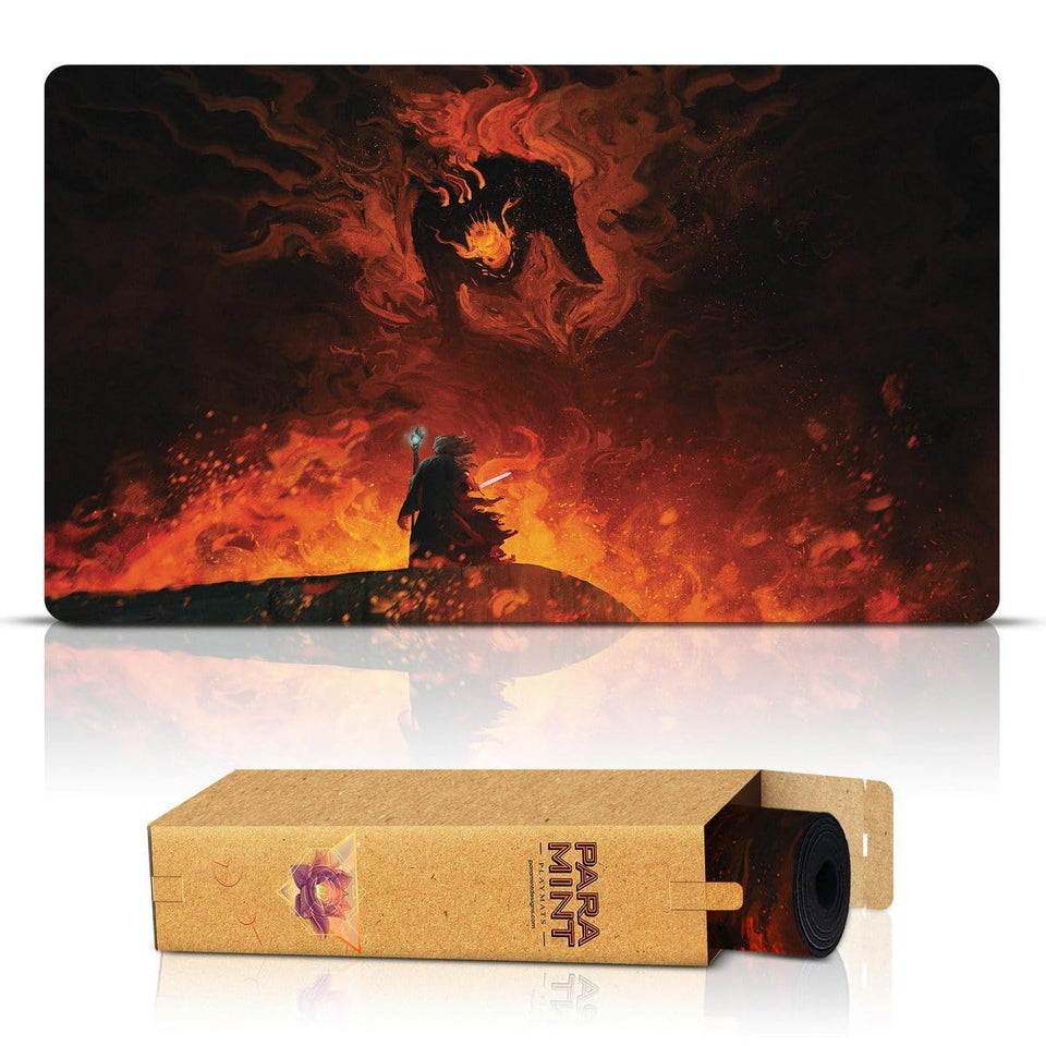 Paramint Shadow and the Flame stitched playmat top surface for smooth draws