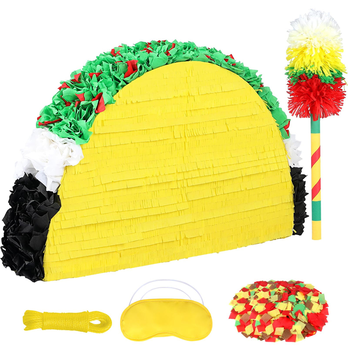 Pardecor 27-inch taco pinata centerpiece for vibrant Cinco de Mayo celebrations.