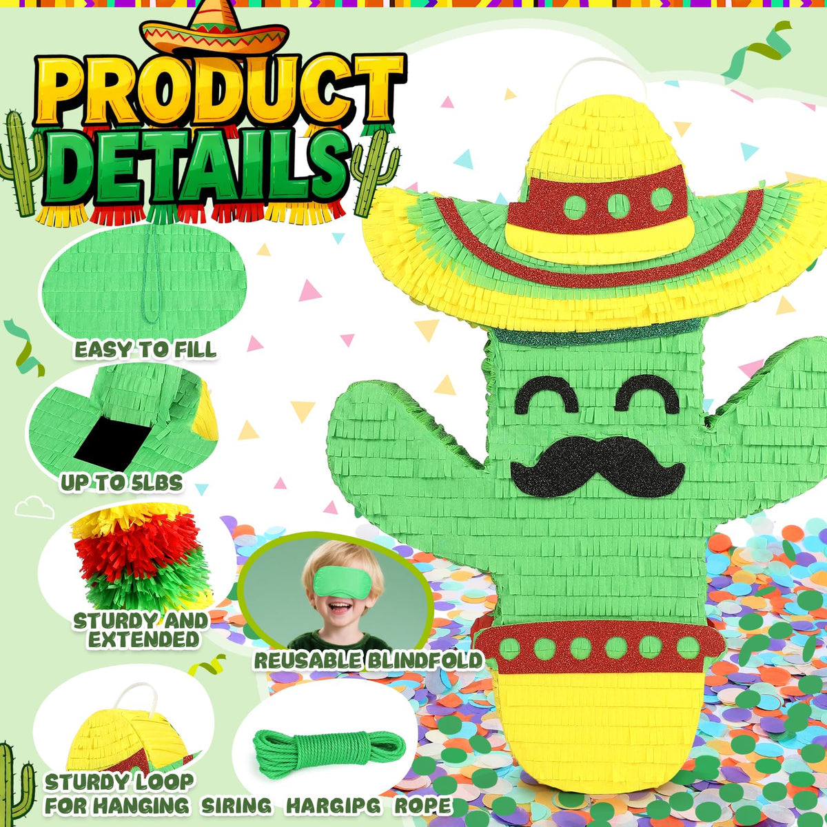 Pardecor cactus pinata paper mache offers durable decor safe for kids.